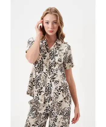 PJS 29049 Kadın Düğmeli Pijama Takım