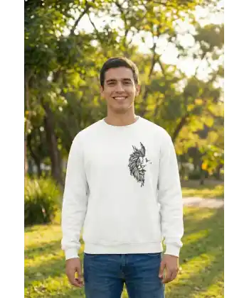 Sevgililer Günü Baskılı Oversize Bisiklet Yaka Sweatshirt - Beyaz