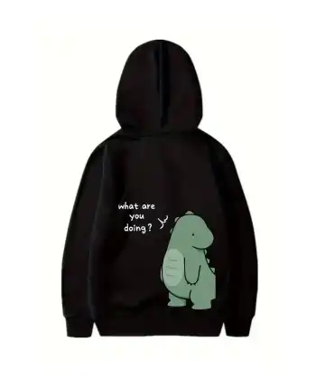 Sevgililer Günü Baskılı Oversize Kapüşonlu Sweatshirt Hoodie - Siyah