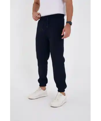 Unisex Kışlık Üç İplik Lastikli Eşofman Pantolon - Lacivert