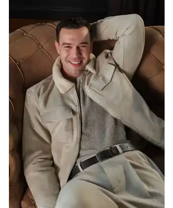 Vision Ekru Dar/Slim Fit Kürk Yaka Peluş Astarlı Süet Erkek Mont