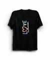 14 Şubat Sevgililer Günü Love Baskılı Oversize Bisiklet Yaka T-shirt - Siyah