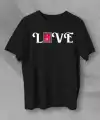 14 Şubat Sevgililer Günü Love Baskılı Oversize Bisiklet Yaka T-shirt - Siyah