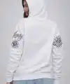 3 İplik Pamuklu Kapüşonlu Baskılı SweatShirt Hoodie - Beyaz