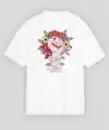 8 Mart Dünya Kadınlar Günü Baskılı Oversize Bisiklet Yaka T-shirt - Beyaz