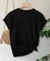 Anneler Günü Hediye Anne Temalı Baskılı Oversize Bisiklet Yaka T-shirt - Siyah