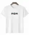 Anneler Günü Hediye Mom Çiçek Baskılı Oversize Bisiklet Yaka T-shirt - Beyaz
