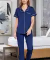 Aqua 25526-K Kadın Kısa Kol Önü Düğmeli Pijama Takım