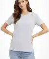 Bisiklet Yaka Tişört  Regular Kalıp Basic Pamuklu  Günlük Kullanım  T-shirt - Gri