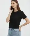Bisiklet Yaka Tişört Regular Kalıp Basic Pamuklu Günlük Kullanım T-shirt - Siyah