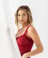DEVORE TRANSPARAN BABYDOLL STRİNG TAKIM BORDO (MGP31842)
