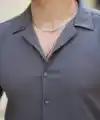 Erkek Apaj Yaka Kısa Kollu Gömlek
