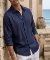 Erkek Armürlü Yarım Oversize Müslin Gömlek
