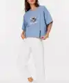 Erkek Baskılı T-Shirt Kısa Kol Bisiklet Yaka Rahat Kalıp Tişört - Mavi
