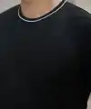 Erkek Bisiklet Yaka çizgi Desenli Ribanalı Kısa Kollu Tshirt