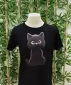 Erkek Bisiklet Yaka Kedi Baskılı Süprem T-shirt