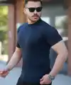 Erkek Bisiklet Yaka örgü Desenli Kısa örme Triko Kısa Kollu T-shirt