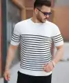 Erkek çizgi Desenli Bisiklet Yaka Kısa Kollu T-sihrt