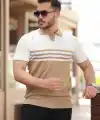 Erkek çizgi Desenli Yakalı Kısa Kollu T-shirt