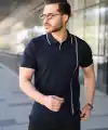 Erkek Çizgi Detaylı Yakalı Triko Tişört