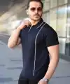 Erkek Çizgi Detaylı Yakalı Triko Tişört