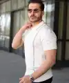 Erkek Çizgi Detaylı Yakalı Triko Tişört