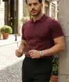 Erkek Düğme Yakalı Kısa Kollu Pamuk Triko Tişört