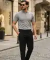 Erkek Düğme Yakalı Kısa Kollu Pamuk Triko Tişört