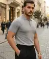 Erkek Düğme Yakalı Kısa Kollu Pamuk Triko Tişört