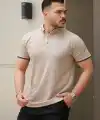 Erkek Düğmeli Yaka Waffle Kumaş Kısa Kollu Tişört