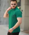 Erkek Düğmeli Yaka Waffle Kumaş Kısa Kollu Tişört
