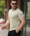 Erkek Fermuarlı Yaka Kısa Kollu Tişört