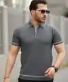 Erkek Fermuarlı Yakalı Kısa Kollu T-shirt