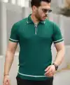Erkek Fermuarlı Yakalı Kısa Kollu T-shirt