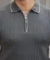 Erkek Fermuarlı Yakalı Kısa Kollu T-shirt