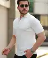 Erkek Fermuarlı Yakalı Kısa Kollu Tshirt