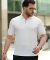Erkek Fermuarlı Yakalı Kısa Kollu Tshirt