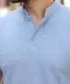 Erkek Hakim Yaka Dokuma Pamuklu Kumaş Kısa Kollu Tişört