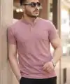 Erkek Hakim Yaka Dokuma Pamuklu Kumaş Kısa Kollu Tişört