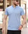 Erkek Hakim Yaka Dokuma Pamuklu Kumaş Kısa Kollu Tişört