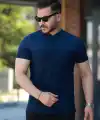 Erkek Hakim Yakalı Kısa Kollu Pamuklu T-shirt