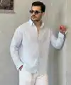 Erkek İnce Çizgili Gofre Kumaş Rahat Kalıp Gömlek