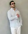 Erkek İnce Çizgili Gofre Kumaş Rahat Kalıp Gömlek