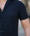 Erkek Kısa Kollu örme Kumaş Pamuklu Gömlek