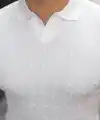 Erkek Örgü Desen Yakalı Kısa Kollu Triko Tişört