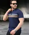 Erkek Örgü Desenli Renkli Kısa Kollu Triko Tişört