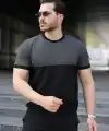 Erkek Renk Bloklu Bisiklet Yaka Kısa Kollu Triko Tişört