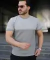 Erkek Renk Bloklu Bisiklet Yaka Kısa Kollu Triko Tişört