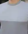 Erkek Renk Bloklu Bisiklet Yaka Kısa Kollu Triko Tişört