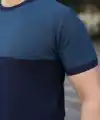 Erkek Renk Bloklu Bisiklet Yaka Kısa Kollu Triko Tişört
